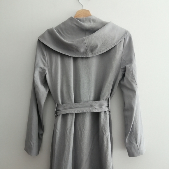 Club Monaco Hanne Wrap Trench Coat Light Gray Lyocell with Waist Belt XS - Picture 9 of 16
